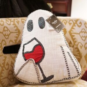 NWT Martha Stewart Ghost Wine Glass Throw Pillow Viral Homegoods Summerween RARE
